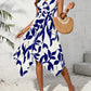 Leaf Print Twist Irregular Dress