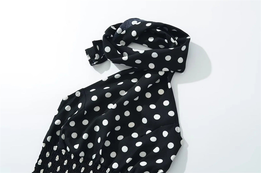 Women's Fashion Halter Off-the-shoulder Polka Dot Set