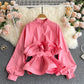 Ruffled Waist Temperament All-match Ladies Shirt Trend