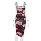 Women's New Smocked Print Square Neck Long Sleeve Slim Fit Dress
