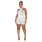 Combinaison moulante en maille strass pour femme
