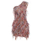 One Shoulder Diagonal Collar Tassel High Waist Slim Fit Dress
