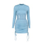 Robe d'automne à manches longues et taille ajustée pour femme
