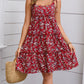 Women Floral Pleated Lace Up Dress
