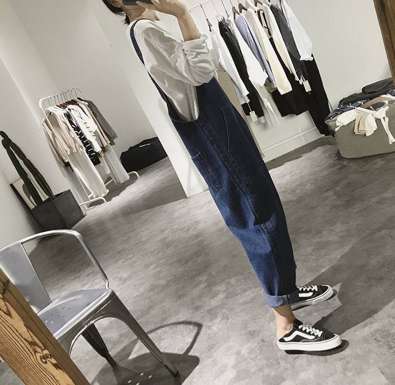 Women's High-waist Straight-leg Soft Denim Overalls