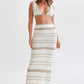 Knitted Spaghetti Straps Chest Wrap Top And Skirt Suit
