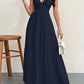 Backless Halterneck V-Neck Pleated A- Line Dress Women's Clothing One-Piece Dress Ankle-length Skirt For Beach Vacation Outfits