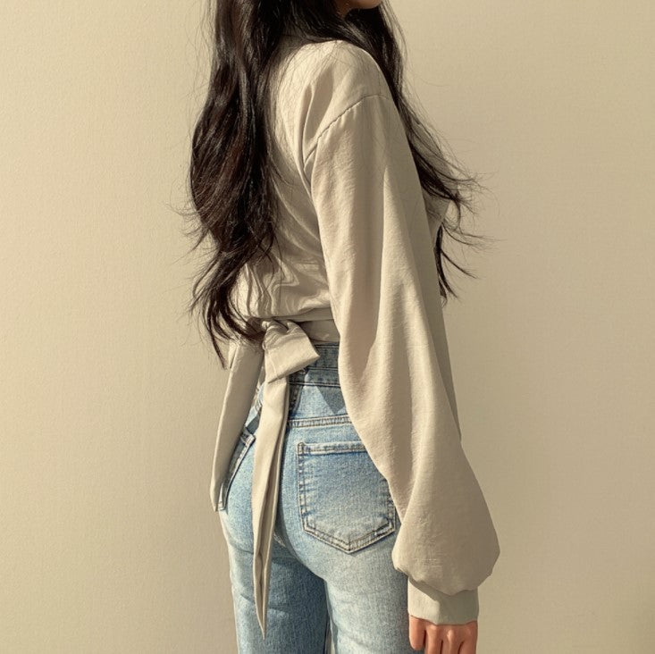 Women's Back Ties Bow Short Shirt