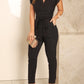 European And American Women's V-neck Pleated Fly-sleeve Jumpsuit