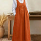 Loose Overalls Dress Casual U-neck Button Pockets Dresses Summer Spring Clothing