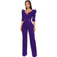 Long Sleeve V Underwear Wide Leg Jumpsuit
