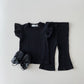 Korean Style Children's Clothing Thin Flounced Sleeve T-shirt Bell-bottom Pants Suit