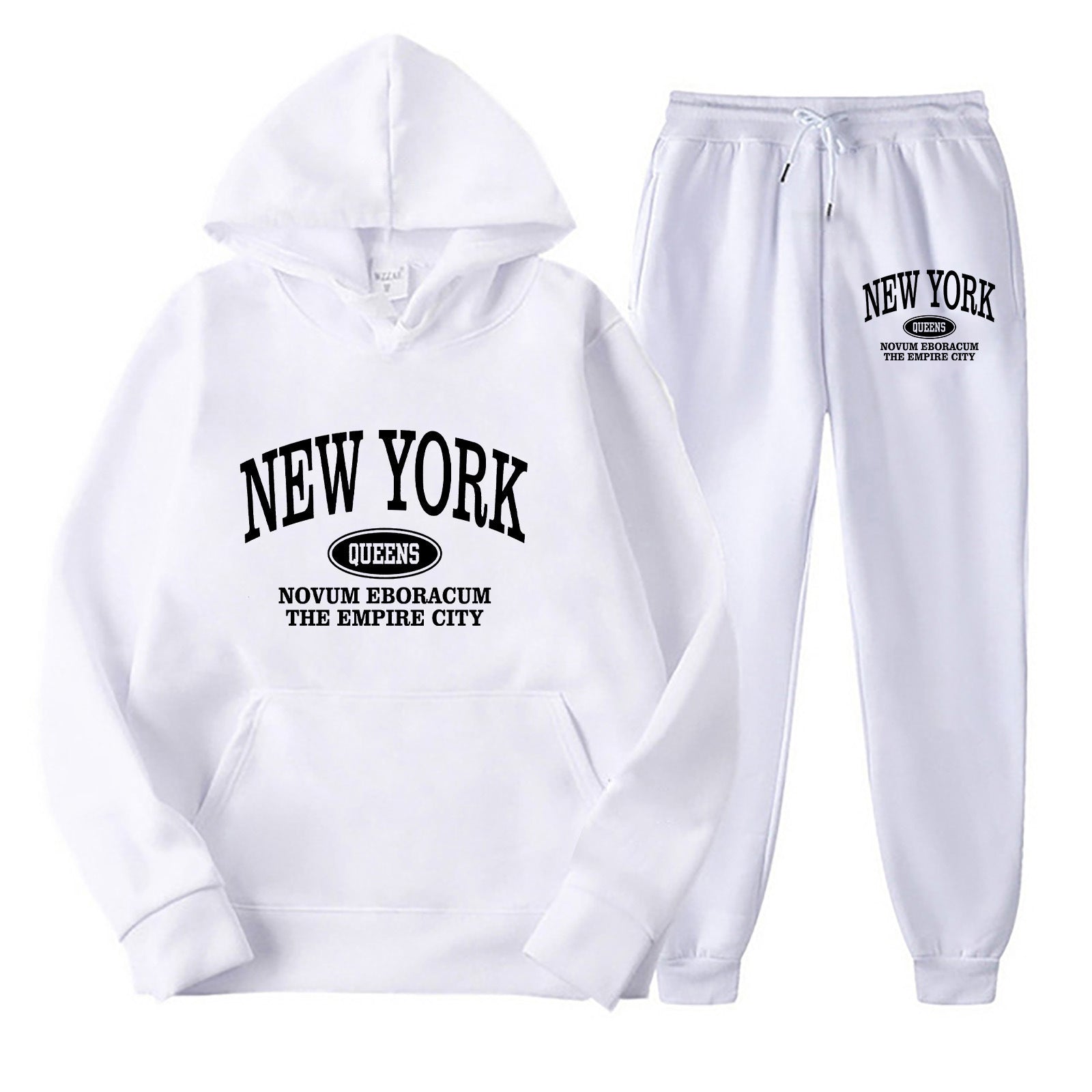 European And American Men's Hoodie Sweater Suit Fashion Printed Two-piece Suit