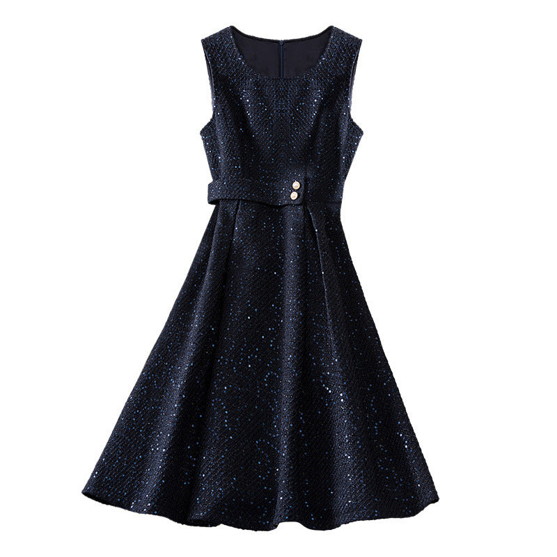 Round Neck Women's Tweed Dress Base