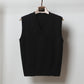 V-neck Sleeveless Sweater Vest Women's Black Top Outerwear Thin Knitwear