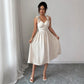 Women's Beige Textured Midi Dress