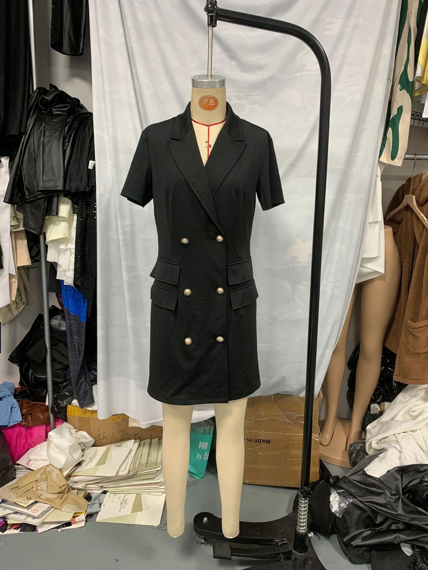 New Solid-color Short-sleeve Blazer-style Fashionable Casual Dress