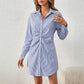 Shirt Dress With A Turn-down Collar And Striped Pattern