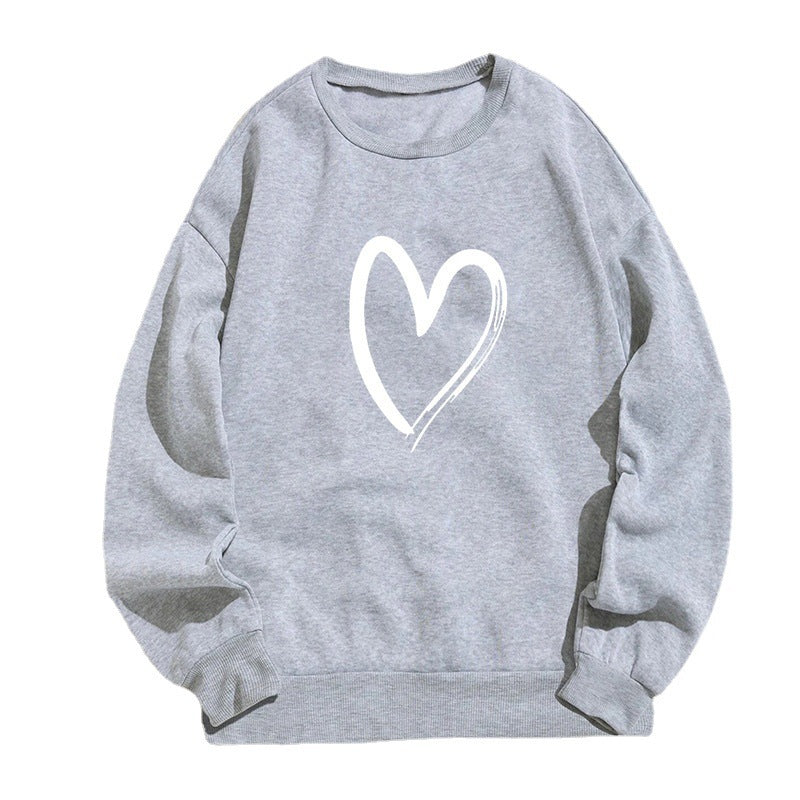 Pull tendance imprimé cœur pour femme