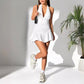 Deep V-neck Low-cut Tummy-covering Slimming Halter Dress