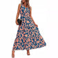 Robe imprimée à col en V et taille élastique pour femme