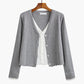 Women's Fashion V Neck Cardigan Knitted Jacket