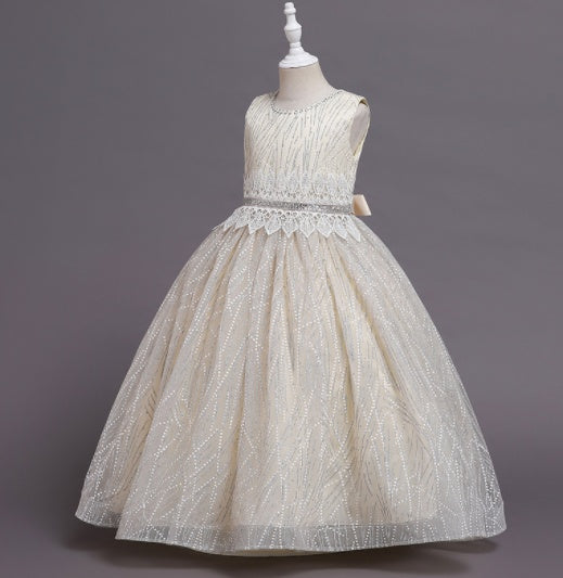 Robe de princesse pour filles, costumes de piano à fleurs pour hôtesse