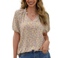 Loose Casual Small Floral V-neck Short-sleeved Shirt