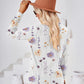 Women's Fashion Casual Printing Button V-neck Long Sleeve