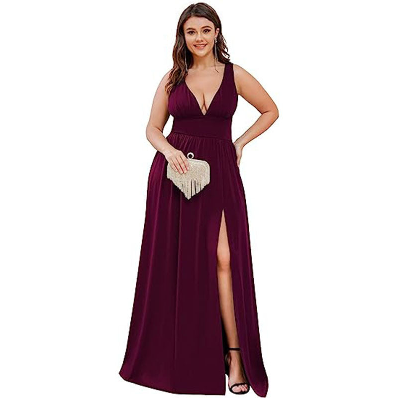 Robe trapèze ample sans manches à col en V profond