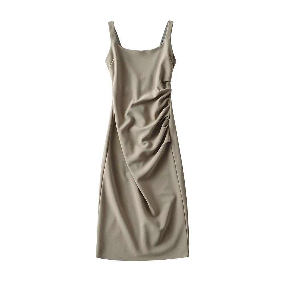 U-neck Stretchy Figure-flattering Slip Dress