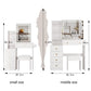 29.2 Small Size Left Bedside Cabinet Vanity Table   Cushioned Stool, 2 AC  2 USB Power Station, Hair Dryer Bracket  Extra Large Touch Control Sliding LED Mirror, Tri Color Switching, Brightness Adjust