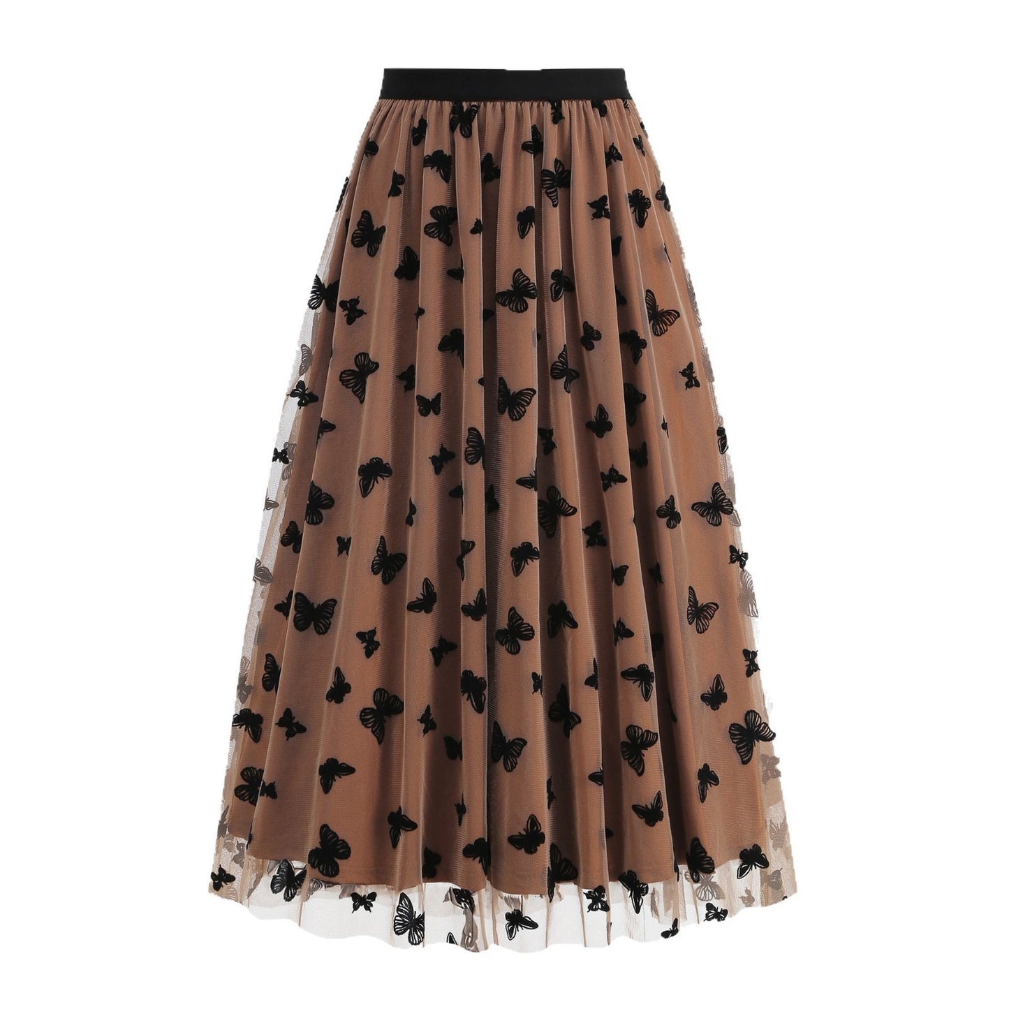 Fashion High Waist Mesh Big Hem Skirt Women