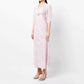 Elegant Spliced Printed Three-dimensional Flowers High Waist Long Dress
