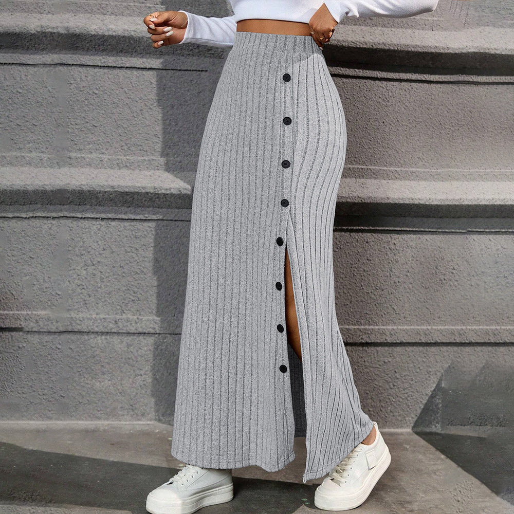 Women's Simple Commuting Pencil Skirt Autumn Winter New Versatile High Waist Flowy Long Skirt
