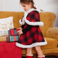 Girls Christmas Plaid Cape Dress Set