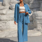 Fashion Graceful Plus Size Women's Long Sleeve Cardigan Two-piece Set Casual Solid Color Suit