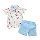 Summer Short-sleeved Cartoon Shirt And Shorts Two-piece Children's Suit