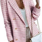 Women's Polyester Tweed Blazer With Fashion Casual Top Pockets