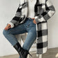 Button Lapel Plush Plaid Coat Loose