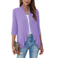 Solid Color Cardigan Coat Ruffle Top