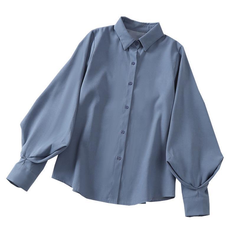 Chemise à manches lanternes, design Sense Niche, haut ample à manches longues et revers