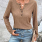 Summer Solid Color Long Sleeve Hollowed Leisure Shirt