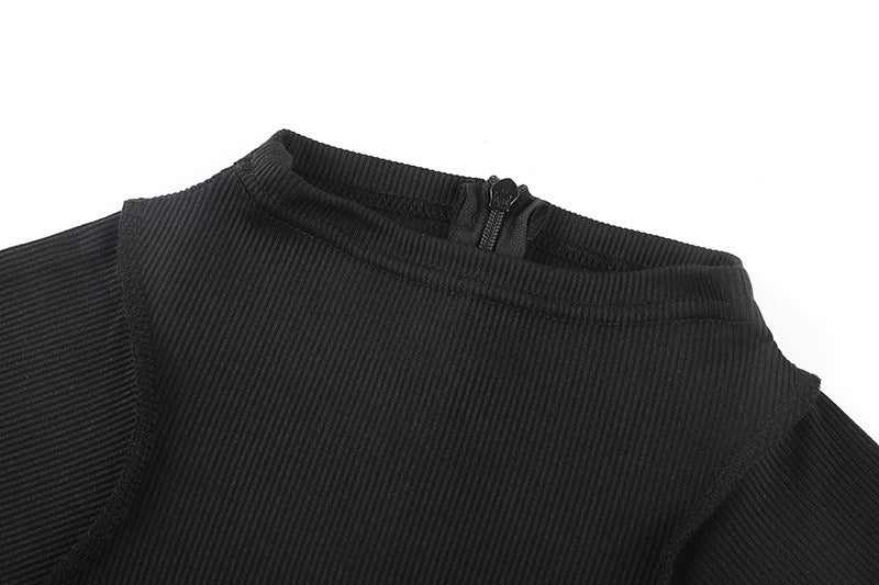 Niche Waist Hollow Long-sleeved Ladies Bodysuit