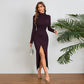 Slit Slim-fitting Long Dress Women's Clothing