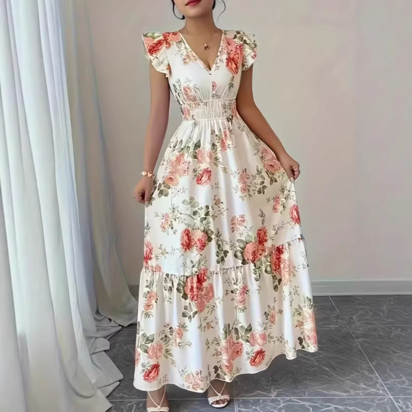 European And American-style Printed Sleeveless Dress