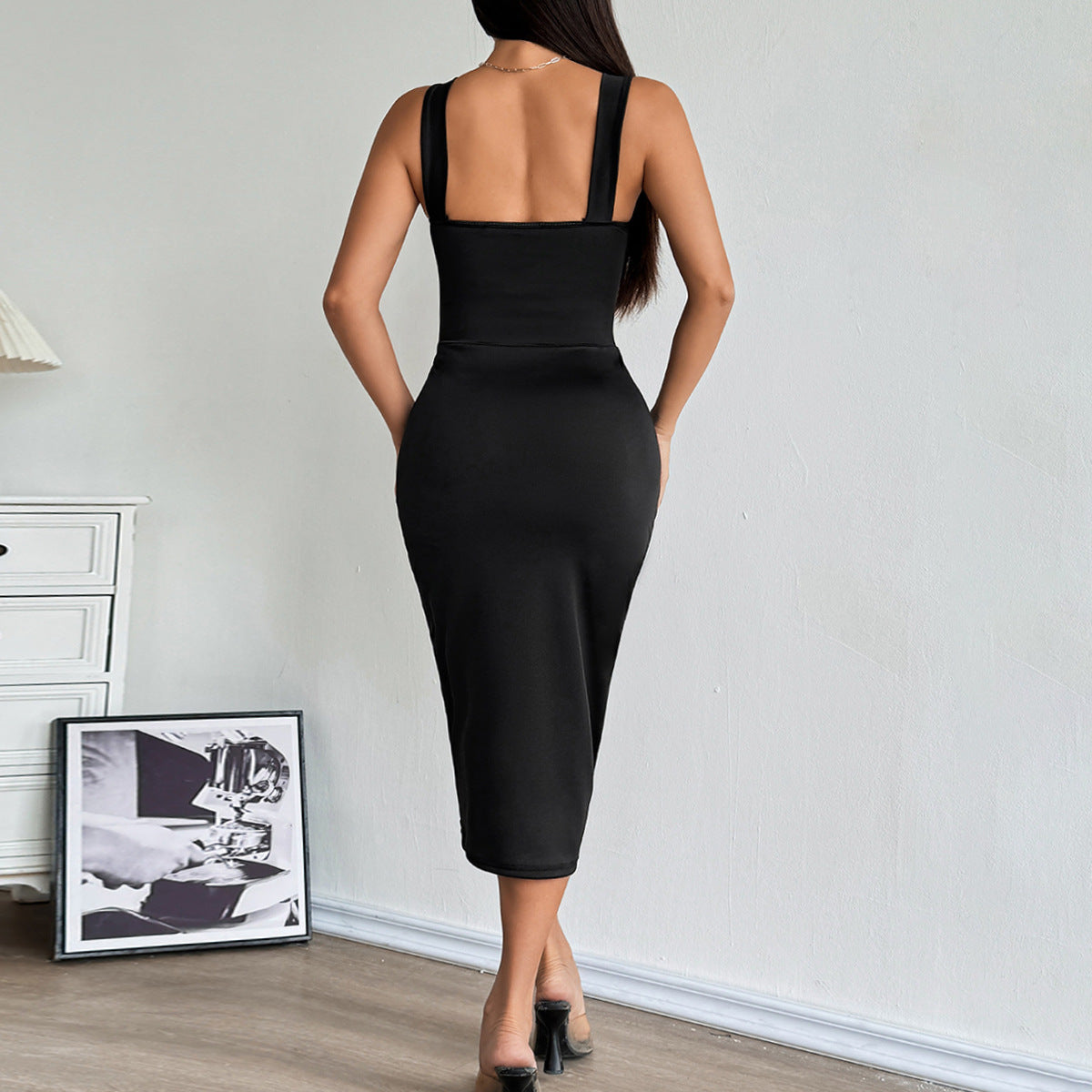 Women's Patchwork Sheer Mesh Dress
