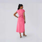 Solid Color Overlapping V-neck Short Sleeve Side Pocket Lace-up Quick-drying Mid-length Casual Dress