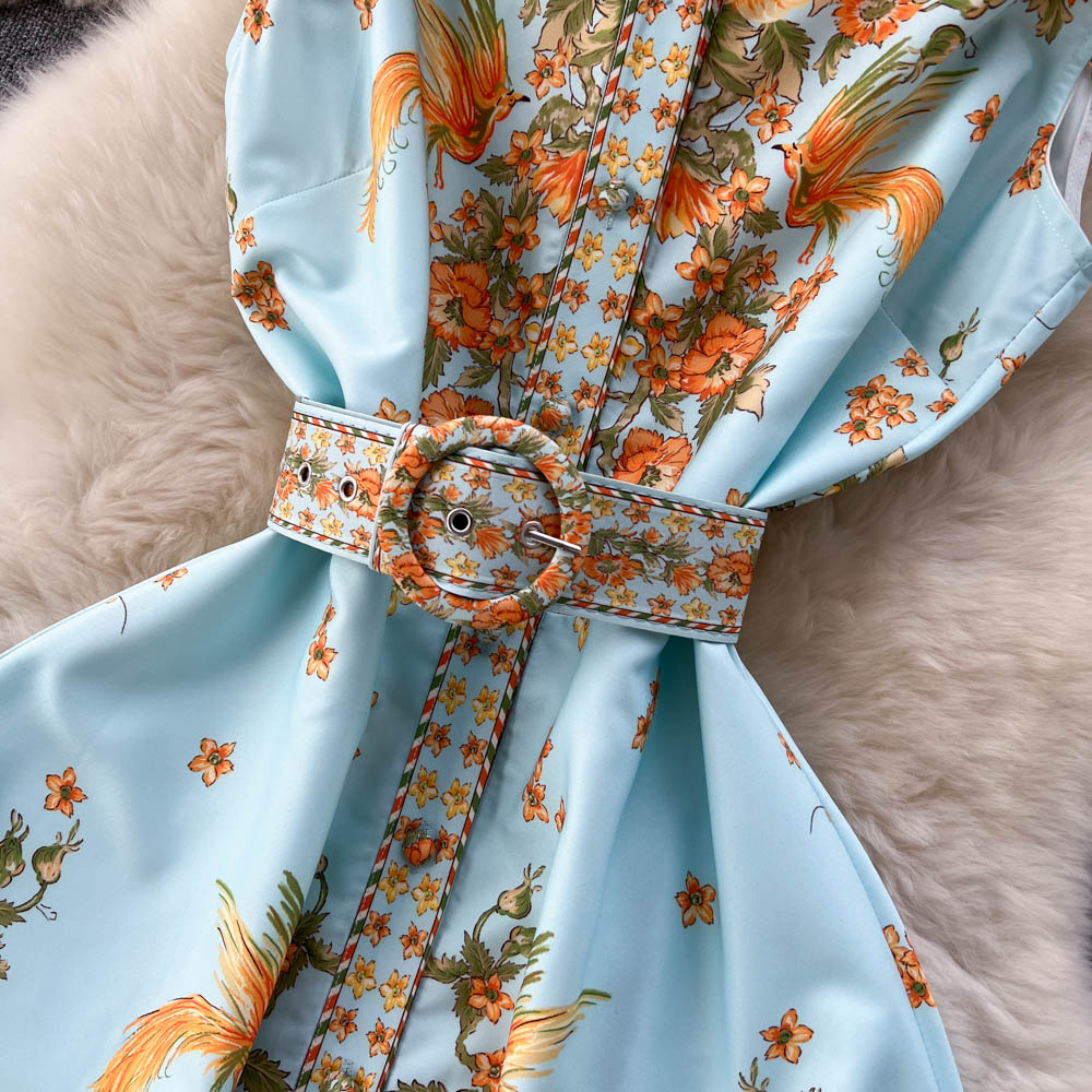 Women's Short-sleeved Chiffon Printed Dress