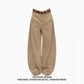 Retro Khaki Machete Jeans For Women Wide-leg Straight Trousers